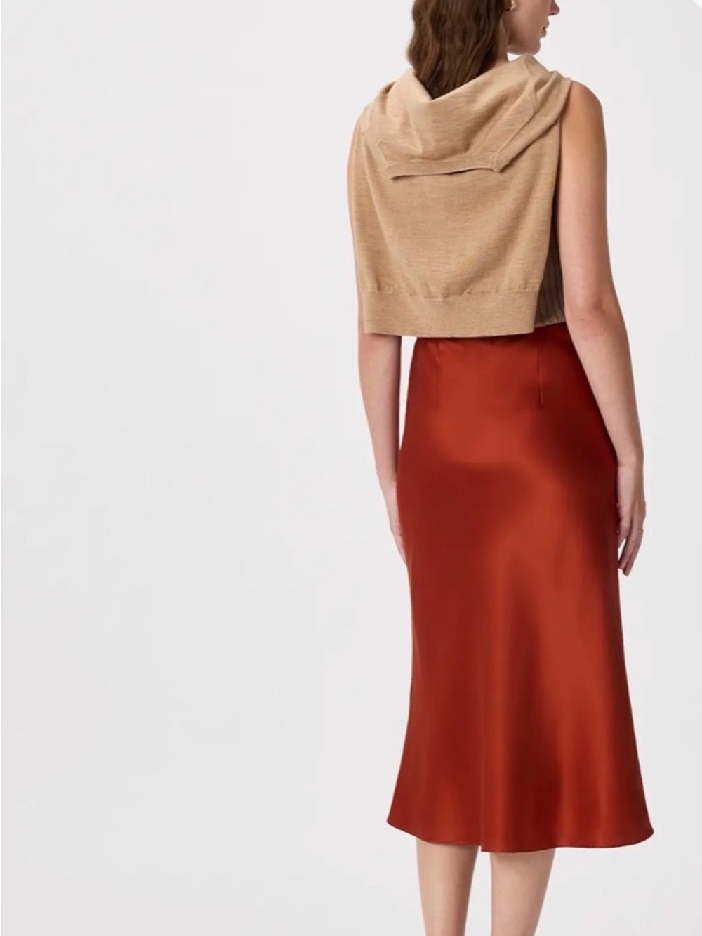 Quince washable orange Satin Bias Midi Skirt - Picture 7 of 7